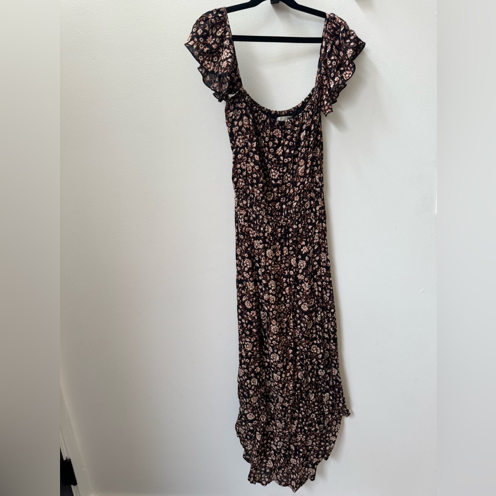 Amuse Society, black with white flowers high low dress, size: medium